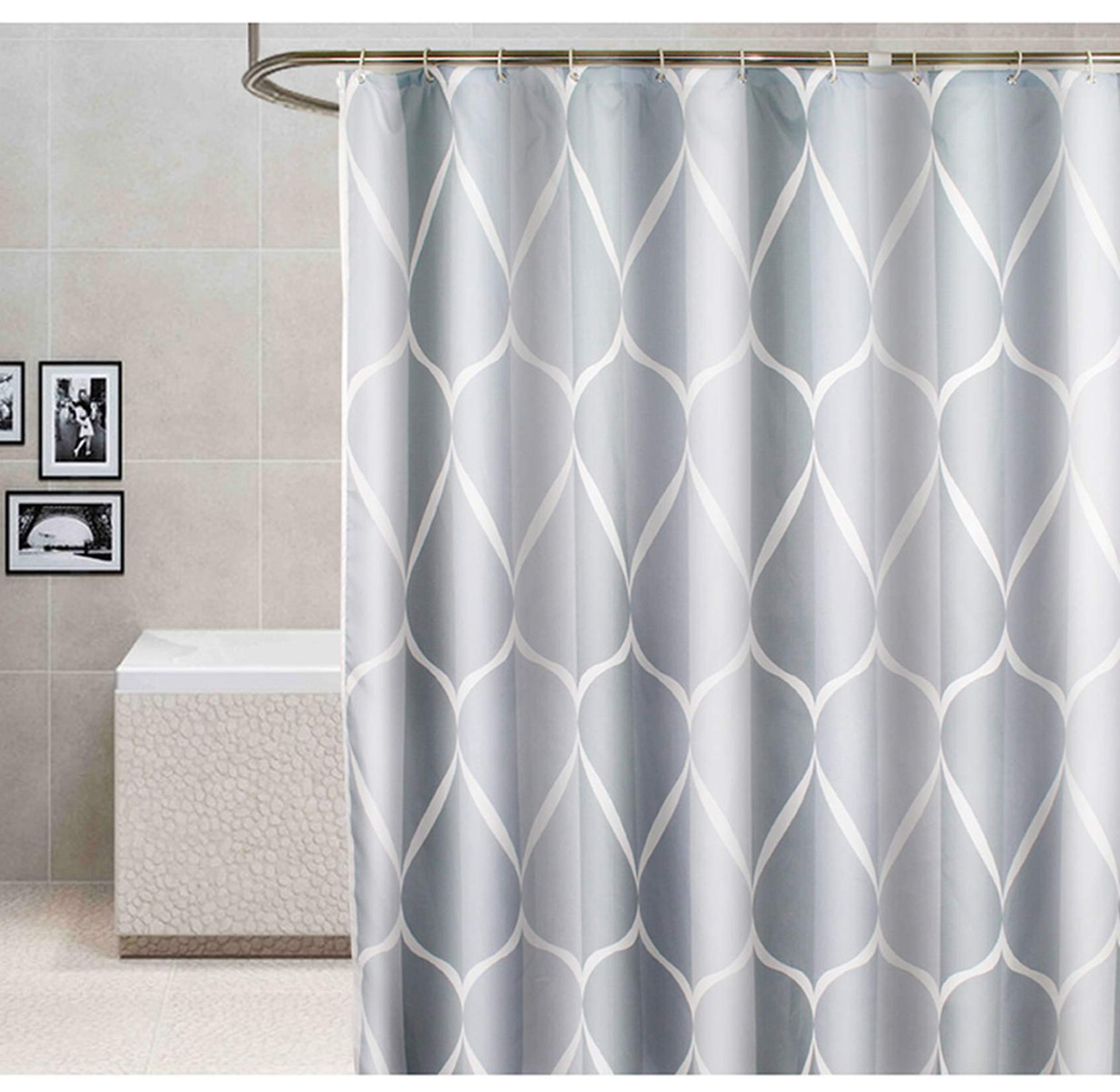 GONOVE Shower Curtain for Bathroom 150 x 200 cm Mildew Resistant Waterproof Polyester Fabric Geometric Shower Curtain Liner Washable Bath Curtain with