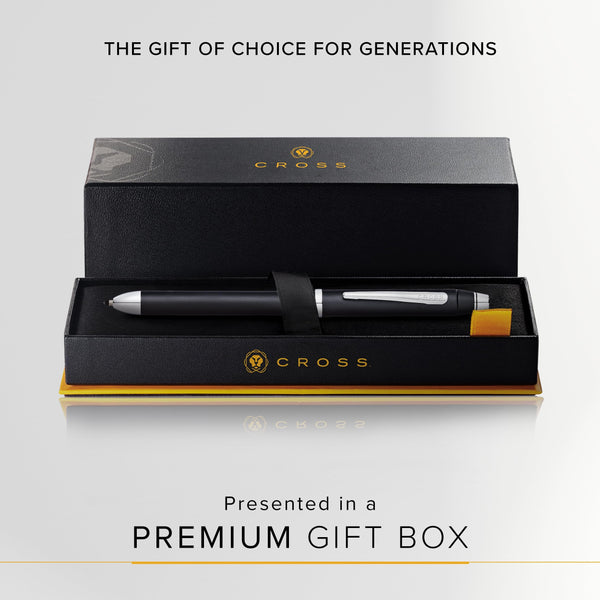 CROSS Tech3+ Satin Black Multi-Function Ballpoint Pen with Stylus incl. Premium Gift Box – Refillable Ballpen & Pencil