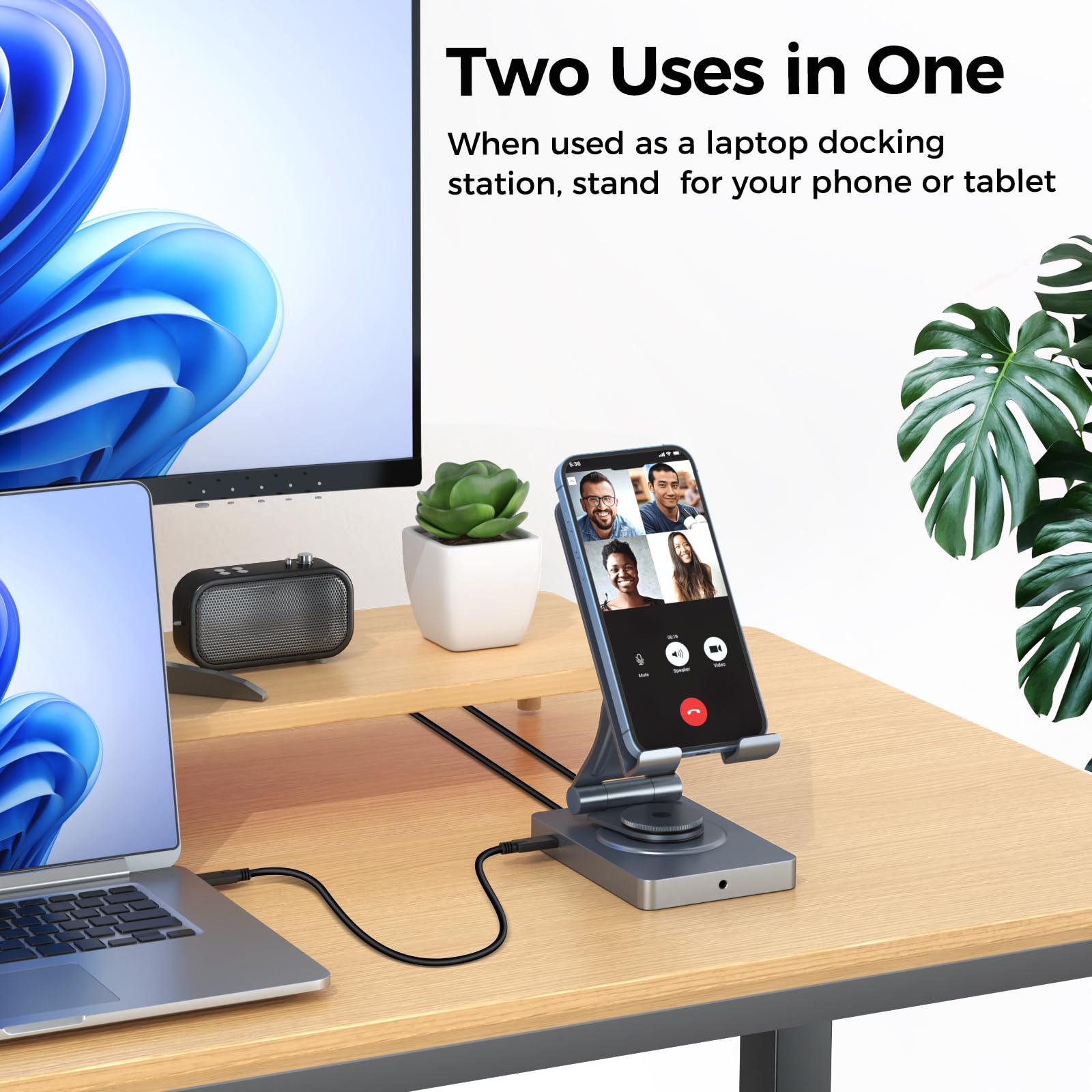 360° Rotating iPad/iPad Pro USB C Docking Station, 11-in-1 with SD TF 4.0 Reader, 4K@60Hz HDMI, RJ45, Audio, USB A, USB C, For Tablet, Steam Deck, ROG Ally, Legion Go, Msi Claw, Samsung, etc