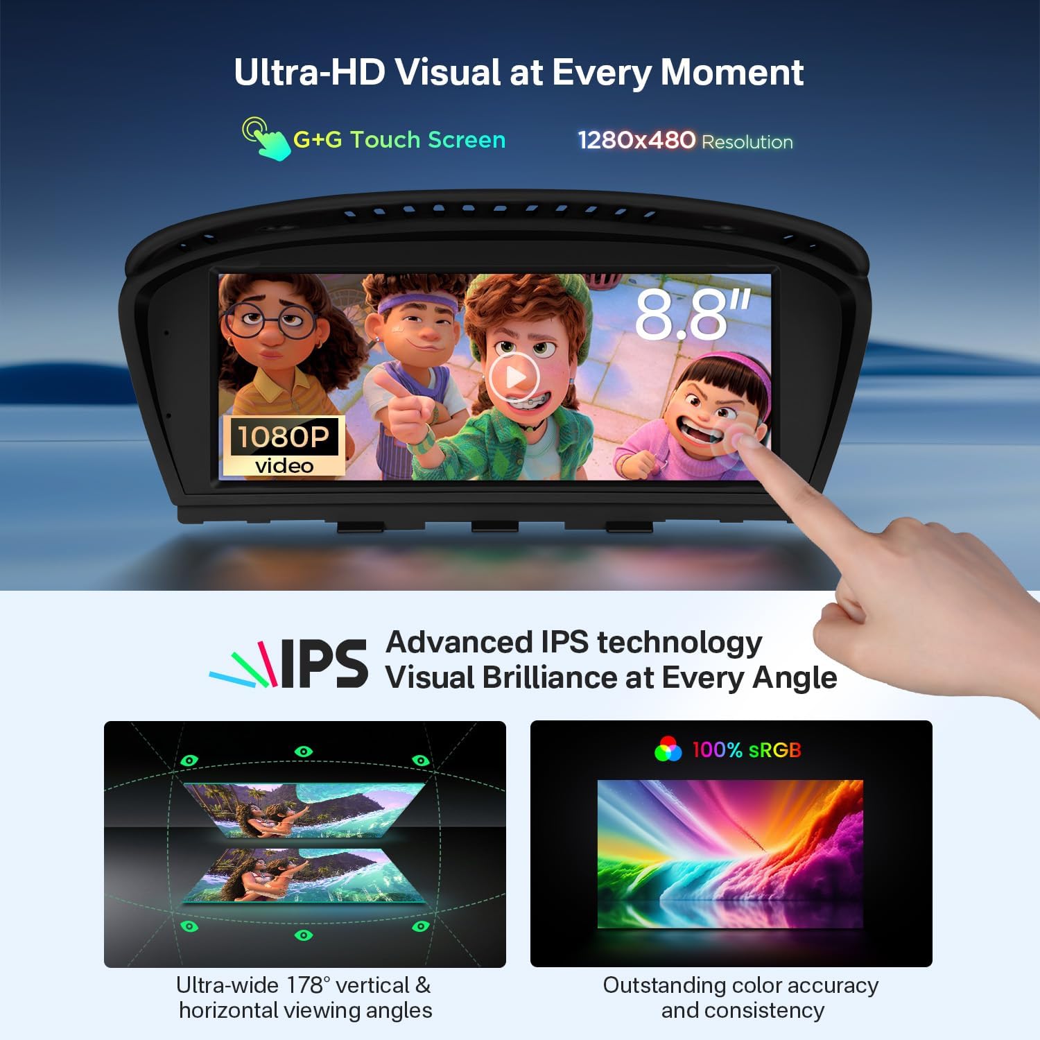 XTRONS 8.8" Car Stereo Android Octa-Core 4+64GB for BMW 3 Series E90 E91 5 Series E60 E61 (2005-2008) w CCC system Touch IPS Screen GPS navigation, w 4G LTE CarAutoPlay Android Auto Support AHD Camera