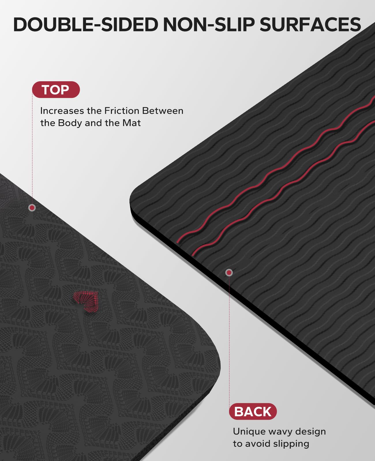 HAPBEAR Large Yoga Mat for Women-183cm116cm6mm, TPE Non-Slip, Durable, Eco-Friendly, Extra Large Thick Wide Exercise Mat for