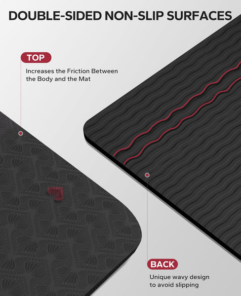 HAPBEAR Large Yoga Mat for Women-183cm116cm6mm, TPE Non-Slip, Durable, Eco-Friendly, Extra Large Thick Wide Exercise Mat for