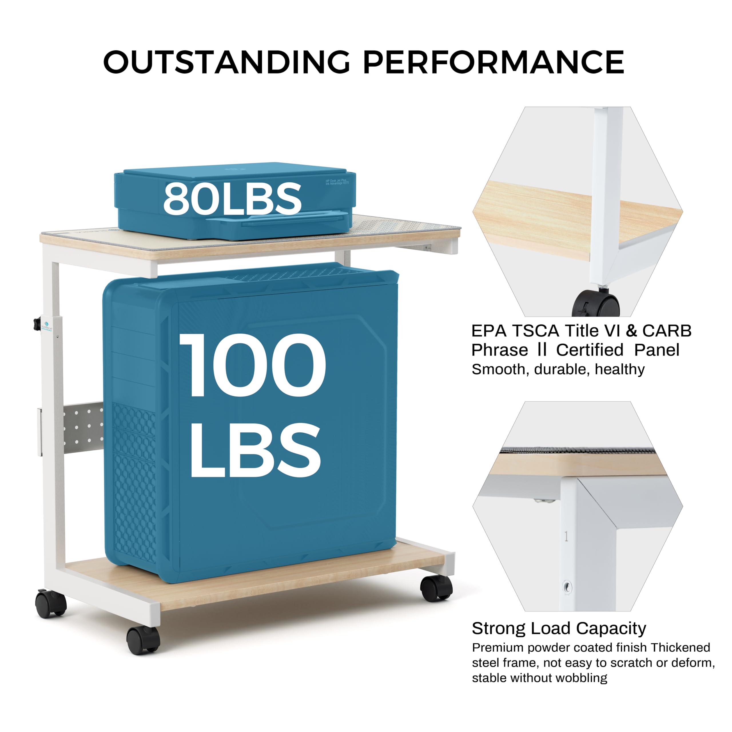 EUREKA ERGONOMIC PC Stand Adjustable Computer Tower with Large Mouse Mat, PC Tower Stand for Pinter, pc Trolley on Lockable Castor Wheels Sturdy, for Gaming Desk Computer Accessories, Black