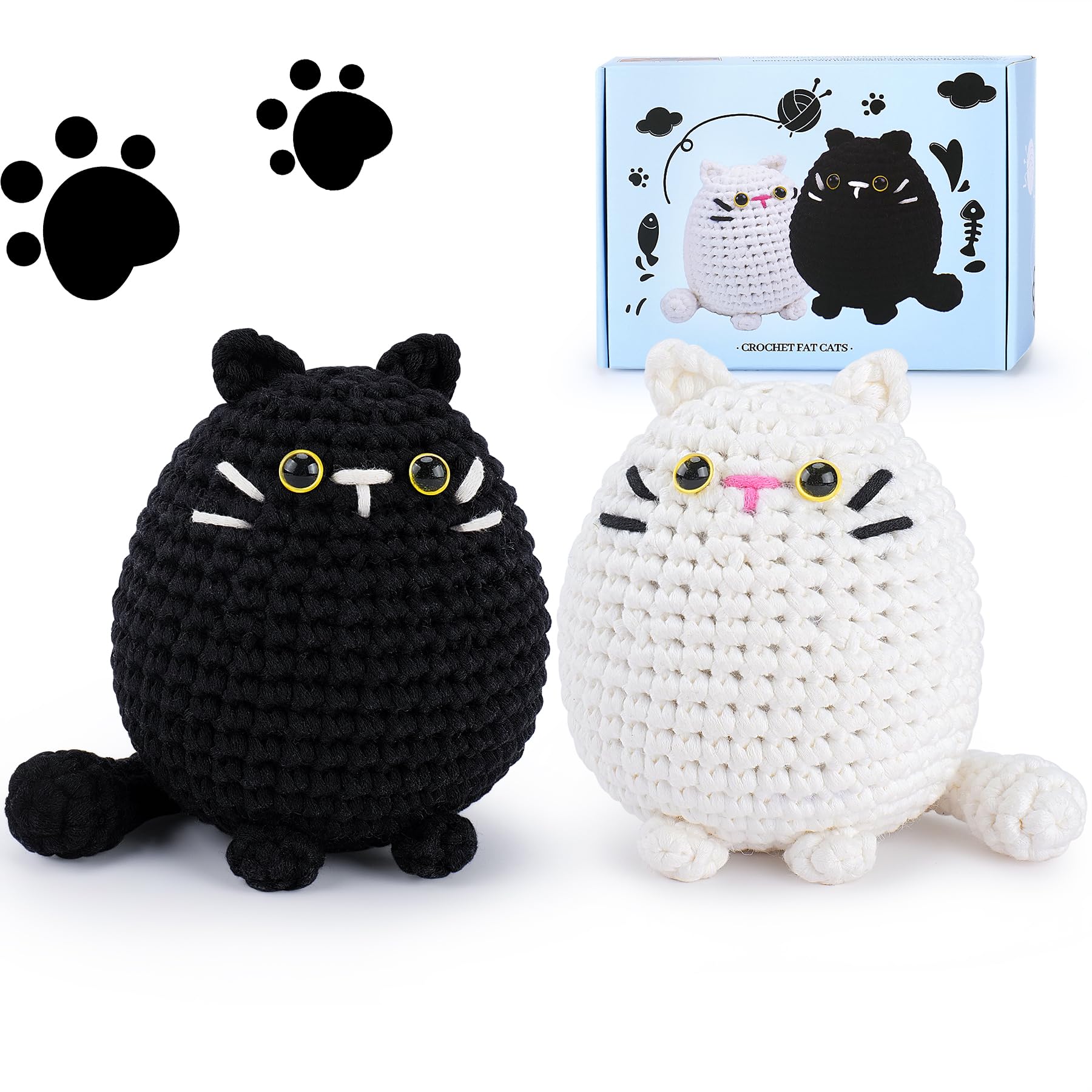 Crochet Kit for Beginners Animal Cat Crochet Kit for Adults Kids, Knitting Kits Complete Crochet Set with Step-by-Step Video Tutorials Crochet Animal