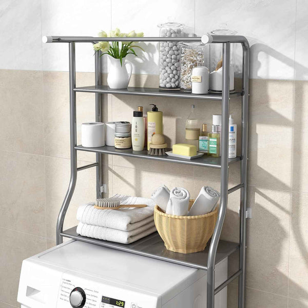 3-Tier Drum Storage Rack Space-Saving Bathroom Organizer Silver MOYIPIN