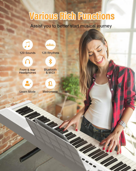 OYAYO Upgraded Folding Piano Keyboard 88 Key Full Size Semi-Weighted Keyboard Support MIDI, Bluetooth Portable Foldable Keyboard Piano with Sustain Pedal and Piano Bag, Sheet Music Stand the Best Gift