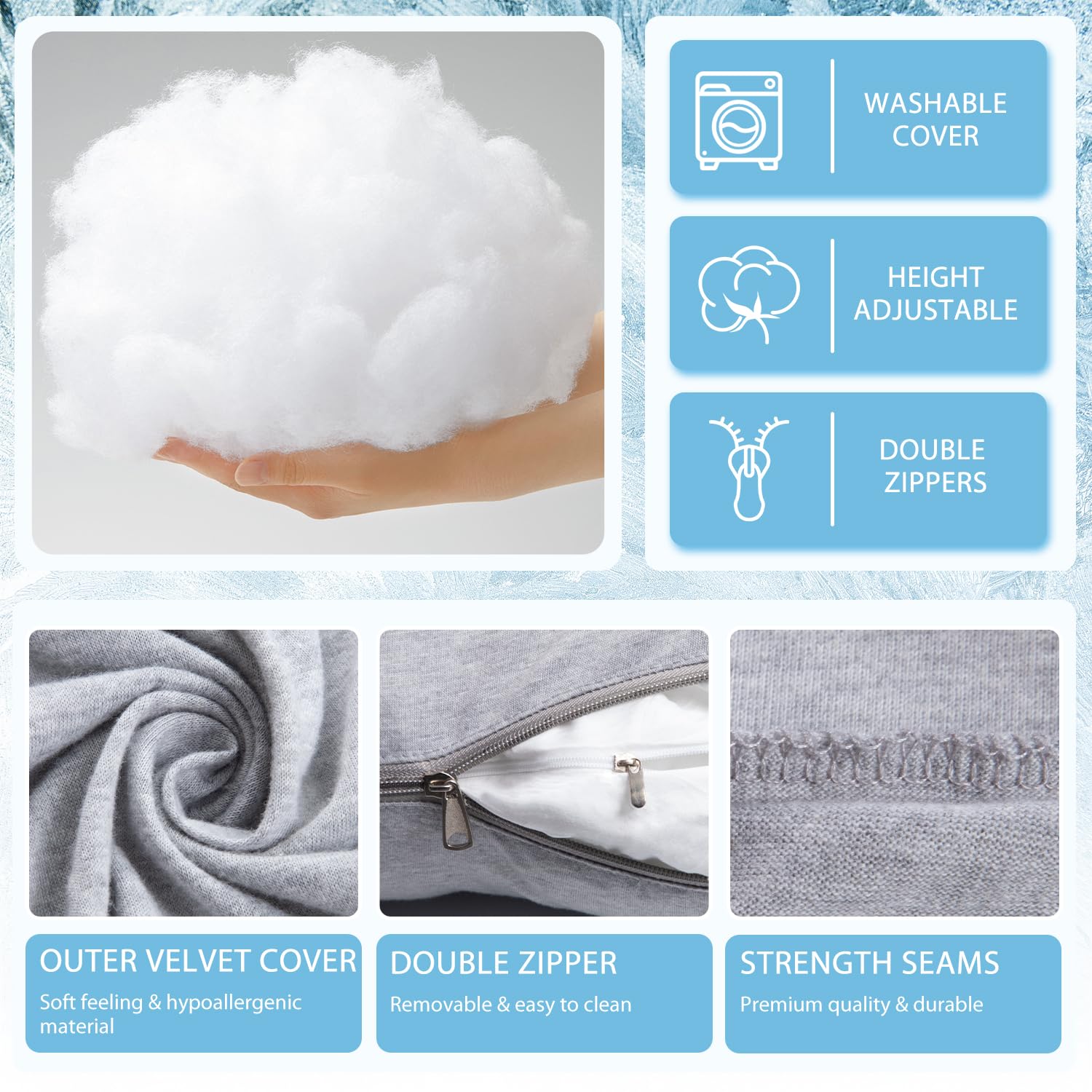 Chilling Home Pregnancy Pillows for Sleeping,U Shaped Maternity Pillow Pillow,55 inch Full Body Pillow Long Pillows for Sleeping, Maternity&Body Pillows for adults with Cover Velvet,Light Black