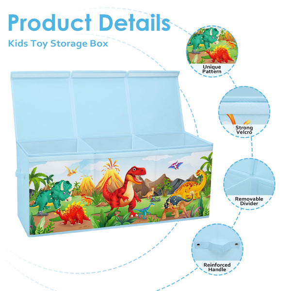 Decalsweet Extra Large Kids Toy Storage Box with Lid,Foldable Oxford Toy Storage Organizer Box for Boys-96?32?40cm-Lightweight Toy Chest with Handles