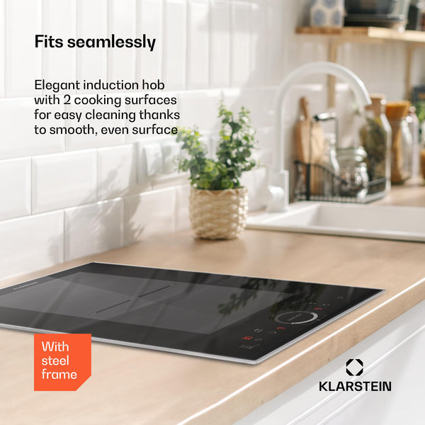 Klarstein Induction Hob, 7000W Electric Hobs Induction Cooker, 4 Ring Electric Pan Hob, Built-In Table Top Cookers w/ 4 Hobs, Touch Control, Inductions Heater Cooktops, Hot Plates for Cooking