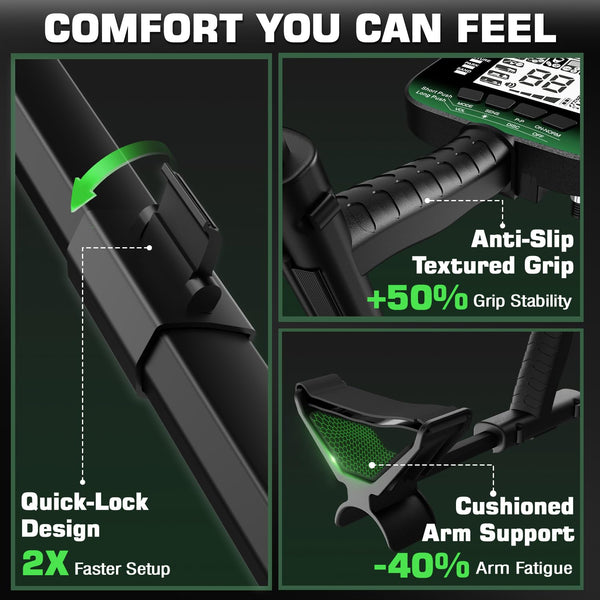 DR.ÖTEK Metal Detector for Adults & Kids, Upgraded Waterproof Gold Detector with Pinpoint & Terrain Modes, One-Click Quick Matching, 6 Modes, Higher Accuracy, Lightweight & Easy to Use