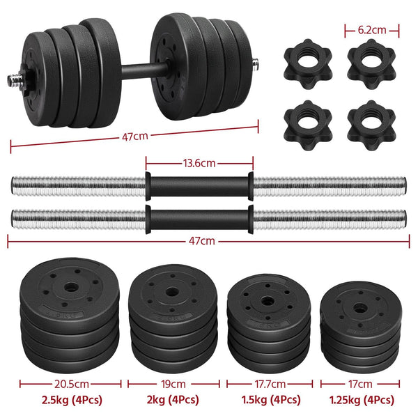 Yaheetech 30KG/25KG/20KG/15KG Adjustable Dumbbells Weight Lifting Training Set Dumbbells Set (sold as a pair) Home Gym Fitness for Men/Women