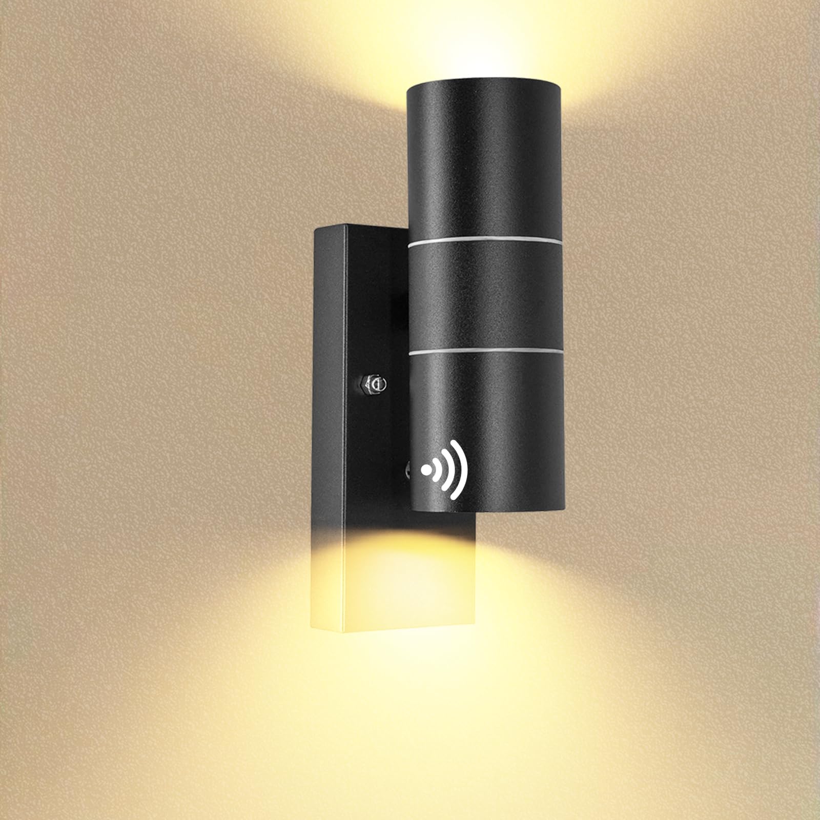 Wondlumi Outdoor Wall Lights Dusk to Dawn Sensor, Up Down Outside Lights Mains Powered 240V IP44 Waterproof, Incl. 2X 5W GU10 Bulbs Warm White