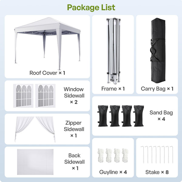 Driftalia Gazebo with Sides 3m x 3m, Waterproof Pop Up Gazebo with 4 Sandbags and Carry Bag for Parties, Camping, Commercial Events - Dark Grey