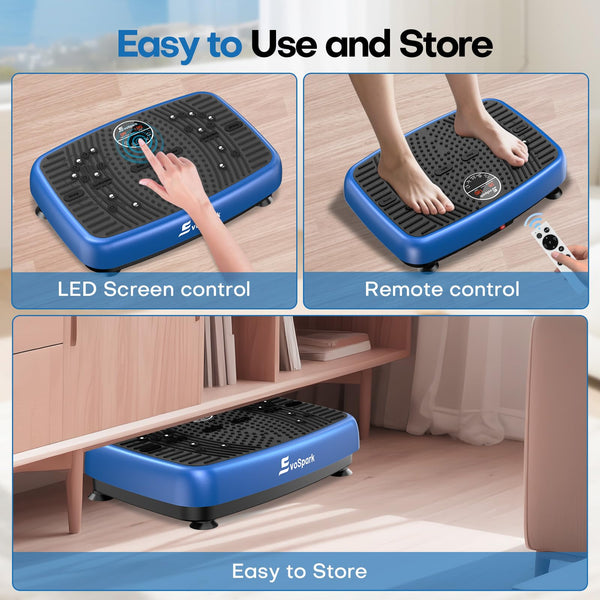 EvoSpark Vibration Plate, Vibration Plate Exercise Machine with 2025 High-Performance Dual Motor, 120 Adjustable Speeds, 450 Lbs Capacity Vibrating Plate for Lymphatic Drainage & Weight Loss