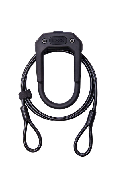 Hiplok DX+ Bike D Lock (15cm x 8.5cm) with a 2m Steel Cable - Black. 3 Keys Included. Sold Secure Powered Gold & Pedal Diamond Bike/Bicycle D Lock