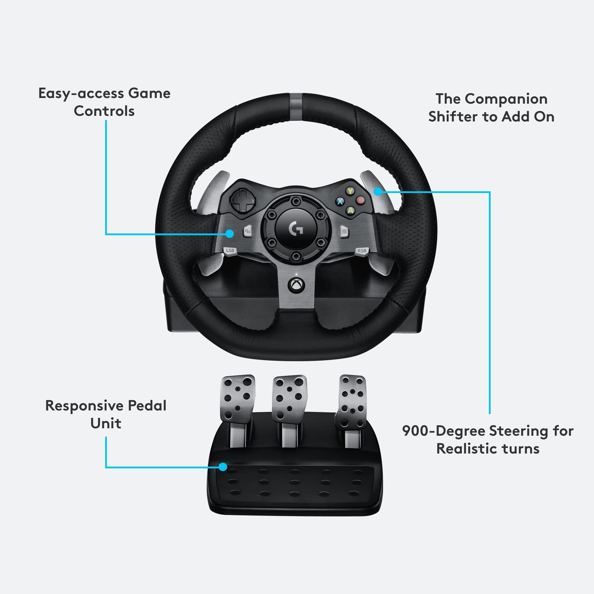 Logitech G G29 Driving Force Racing Wheel and Floor Pedals, Real Force Feedback, Stainless Steel Paddle Shifters, Steering Wheel Cover for PS5, PS4, PC, Mac - Black