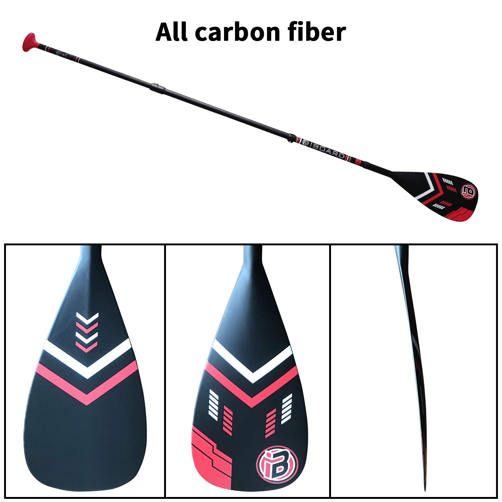 iBOARD Carbon Fiber Paddle SUP/Kayak 3-Piece Adjustable Stand Up Paddle Carbon Shaft+Carbon Paddle Blade