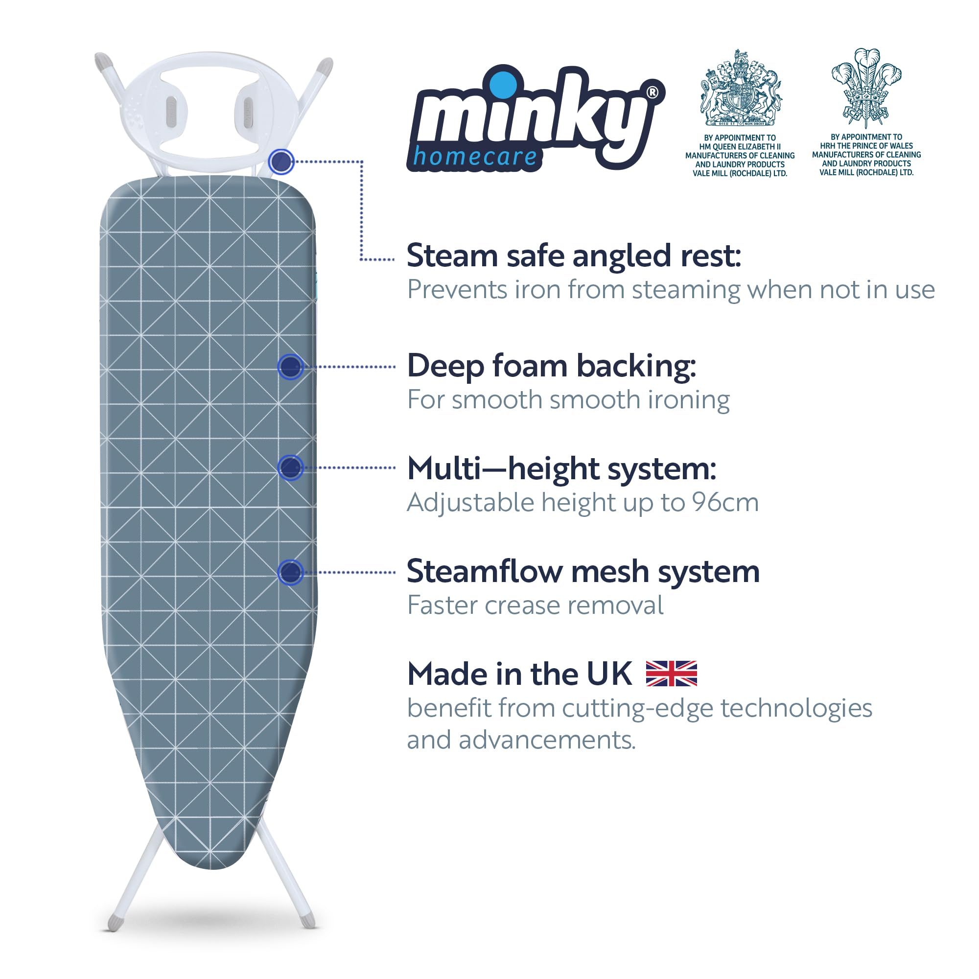 Minky Expert Blue Ironing Board 122 x 38
