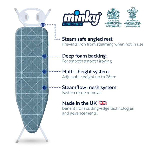 Minky Expert Blue Ironing Board 122 x 38