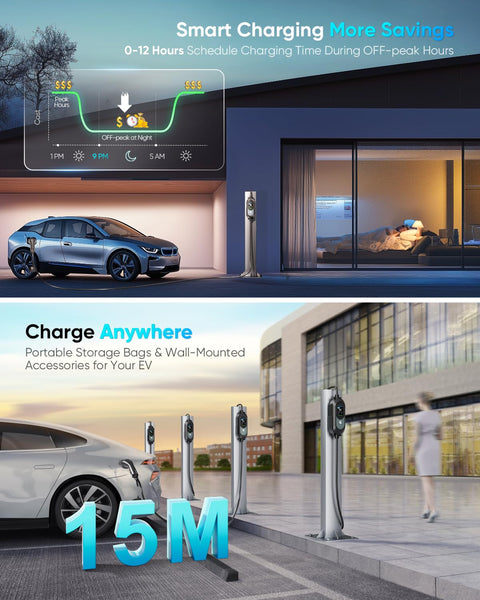 EV Charger Cable Type 2 to 3 Pin Plug 8M/26.25Ft, Max 3.1kW [6-13A] Electric Car Charger, Portable Car Type 2 Charging Cable 3 Pin with 2.4″ LED Screen, 12H Timing Delay, IP67/IP65 for EVs & PHEVs