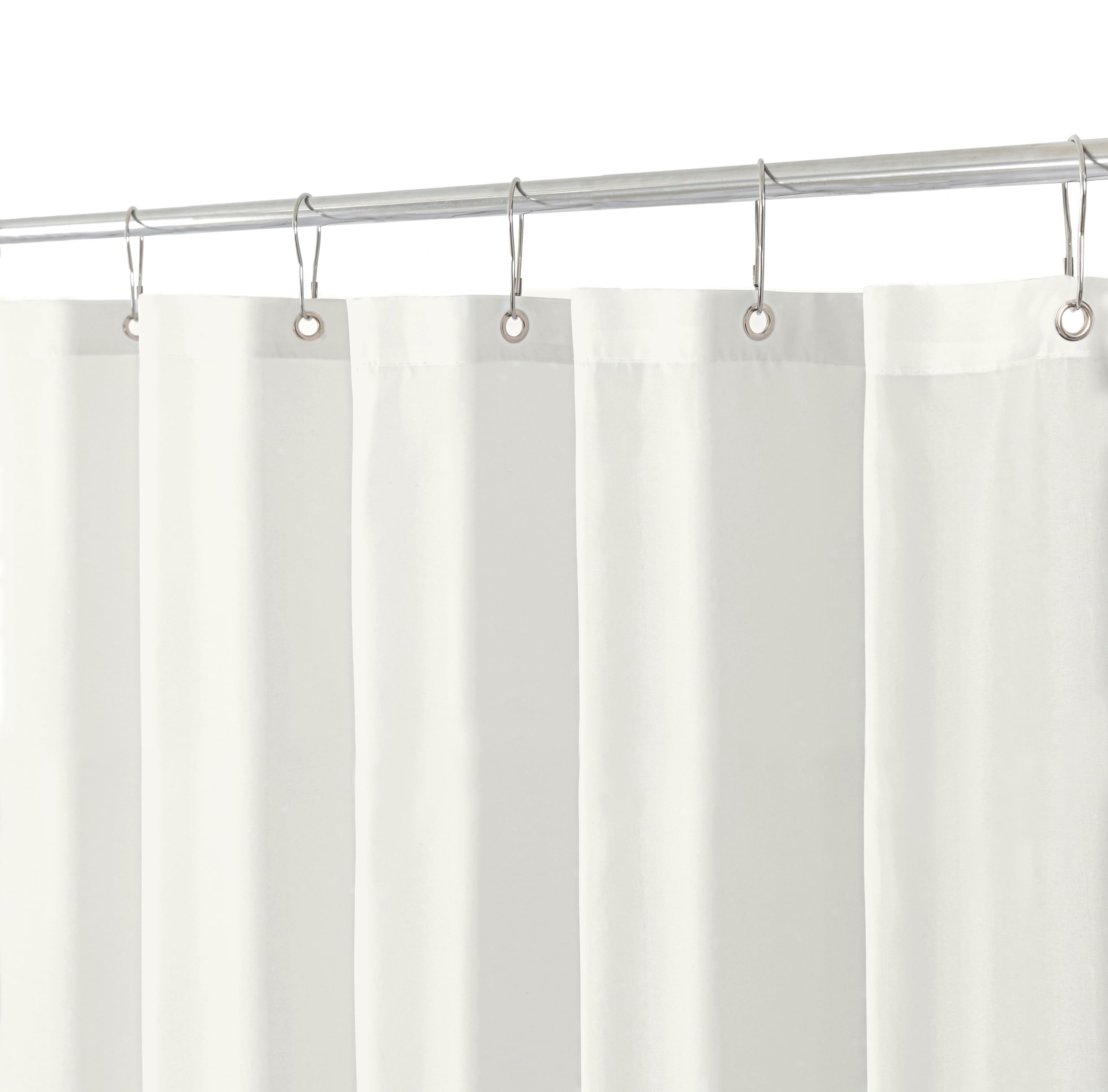 Biscaynebay Extra Long Fabric Shower Curtain Liner 72 Inch Width by 84 Inch Length, Ivory Water Resistant Bathroom Curtain, Rust Resistant Grommets