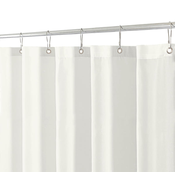 Biscaynebay Extra Long Fabric Shower Curtain Liner 72 Inch Width by 84 Inch Length, Ivory Water Resistant Bathroom Curtain, Rust Resistant Grommets