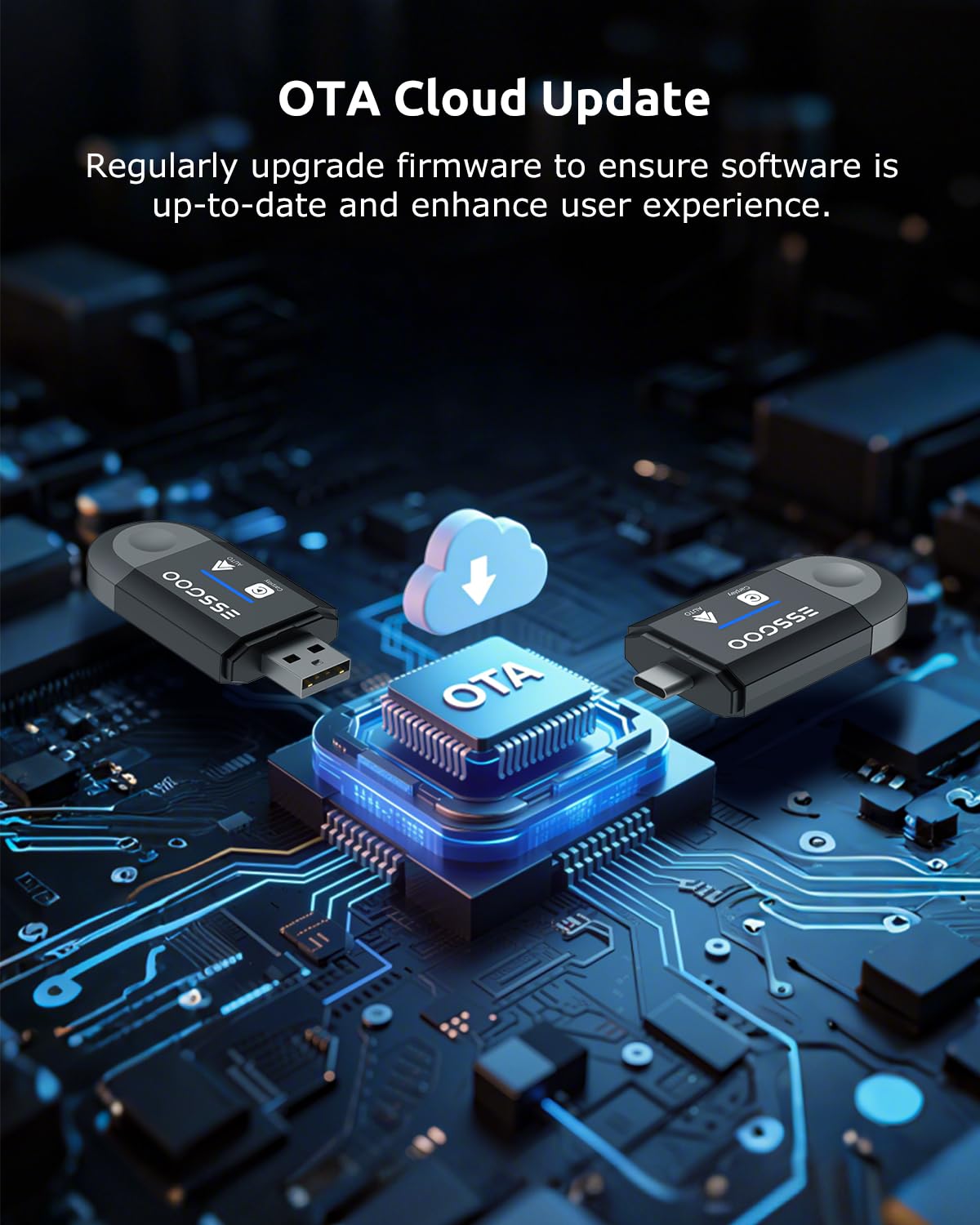 Wireless CarPlay & Android Auto Adapter, Converts Wired to Wireless 2-in-1 Dongle with USB/Type-C Plug, Compatible with iOS 10+ and Android 11+