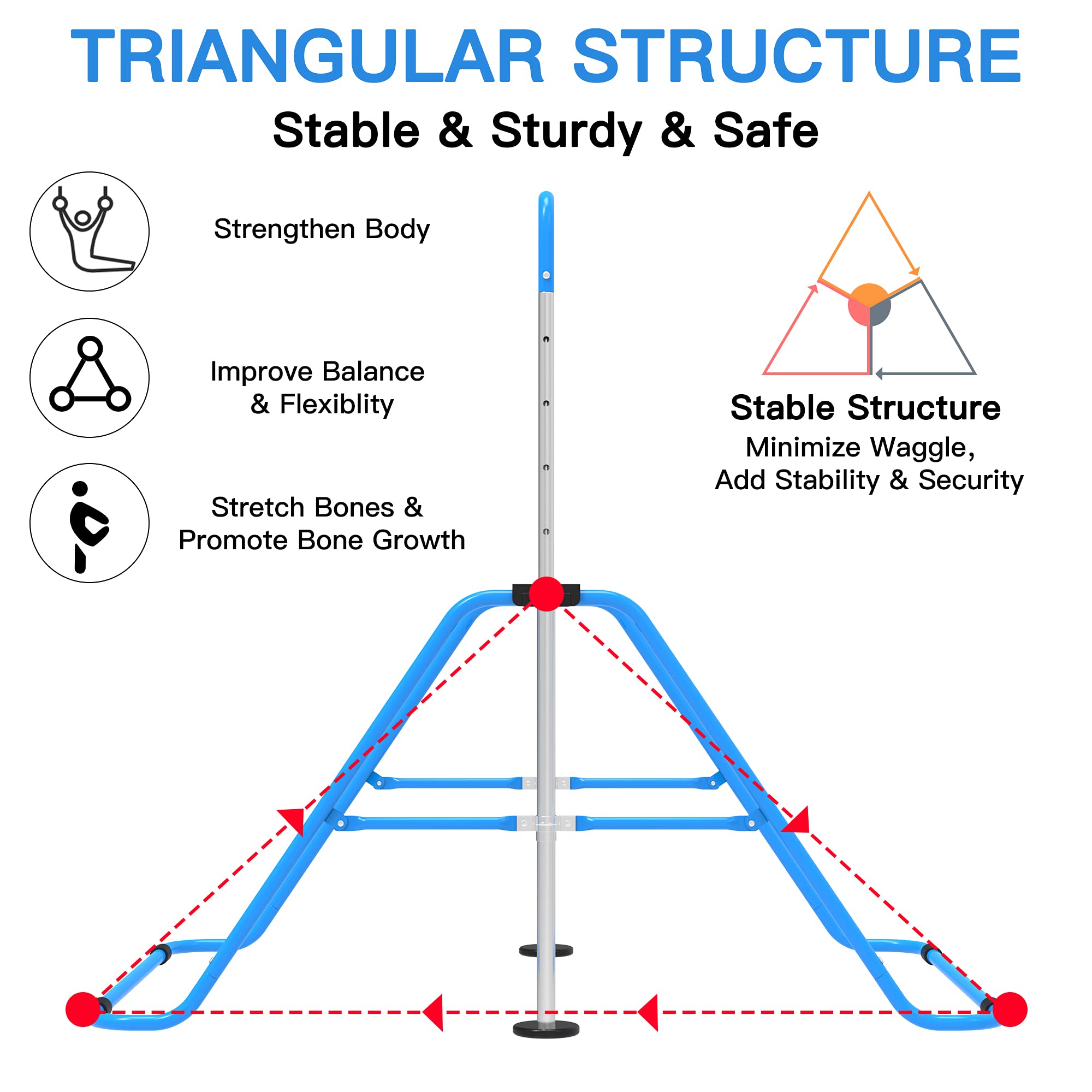 EVERYMILE Gymnastics Bars, Junior Training Kip Bar Gymnastics Equipment for Home,Adjustable Height Folding Horizontal Bar with Gymnastic Rings for Kid