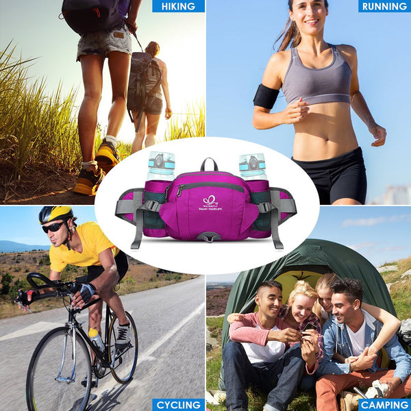 Waterfly Hiking Waist Pack Bum Bag Waist Bag with Bottle Holder Running Bag for Camping Climbing Travel Cycling and Dog Walking