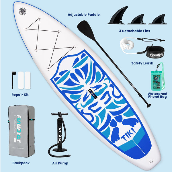 FunWater Inflatable Stand UP Paddle Board Ultra-Light Green Pink Everything Included ISUP, Adj Paddle, Pump, SUP Backpack, Leash, Waterproof Bag, Non-Slip Deckpad Youth