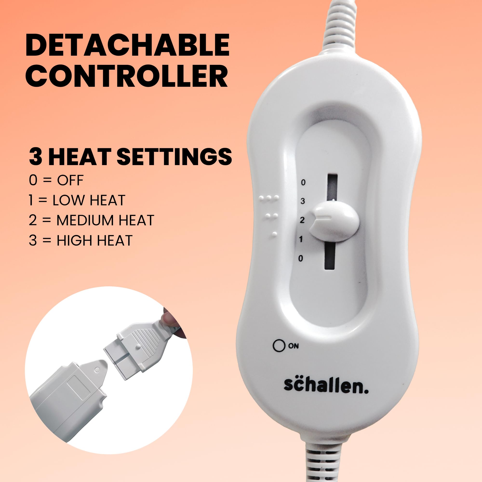 Schallen Premium Comfort Electric Heated Blanket, Remote Control with 3 Heat Settings (Double, Soft Fleece Electric Blanket)