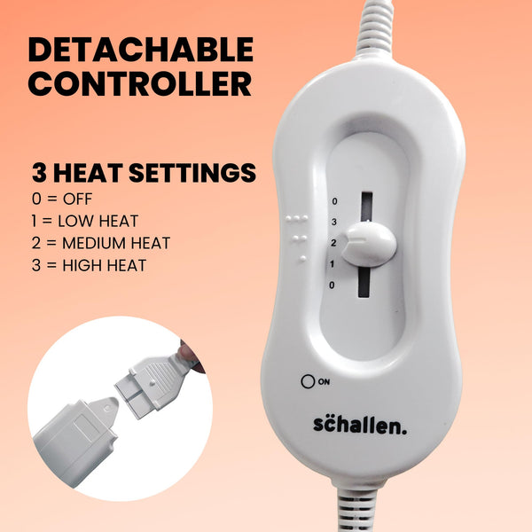 Schallen Premium Comfort Electric Heated Blanket, Remote Control with 3 Heat Settings (Double, Soft Fleece Electric Blanket)