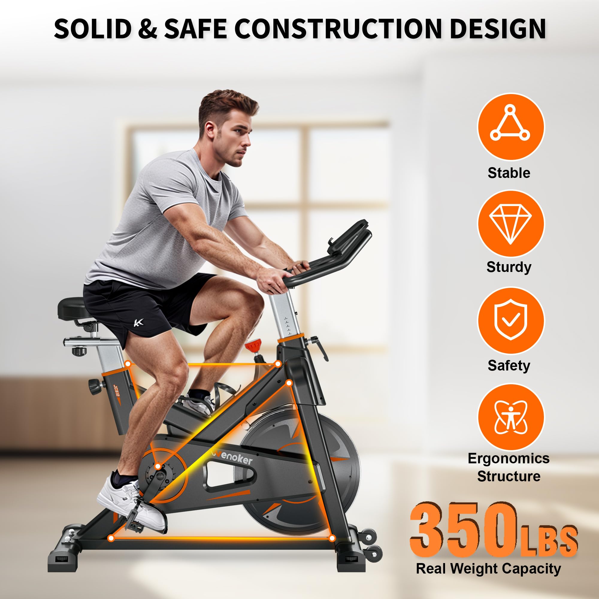 Wenoker Exercise Bike Indoor Cycling, Spin Bike Exercise Equipment for Home Gym Use with LCD Display & Tablet Holder Fitness Workout Cardio Training Machine