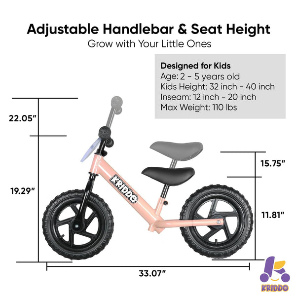 KRIDDO Toddler Balance Bike 2 Year Old, Age 18 Months to 5 Years Old, 12 Inch Push Bicycle with Customize Plate (3 Sets of Stickers Included), Gift Bike for 2-3 Boys Girls, Blue