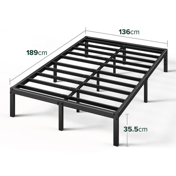Zinus Yelena King size Bed frame - Bed 150x200 cm - 36 cm Height with Underbed storage - Metal Platform Bed frame with Steel slat support - Black