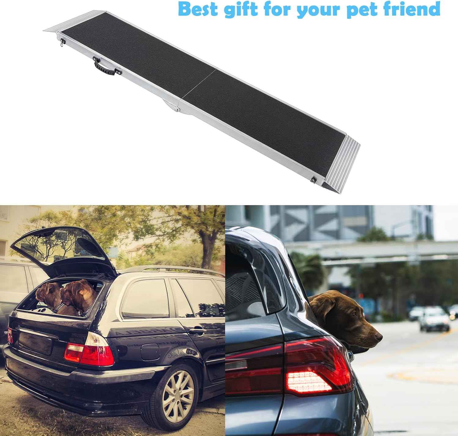 Aluminum Dog Car Ramp 183x38cm Anti Slip 180kg Capacity Cars SUVs Gardhom