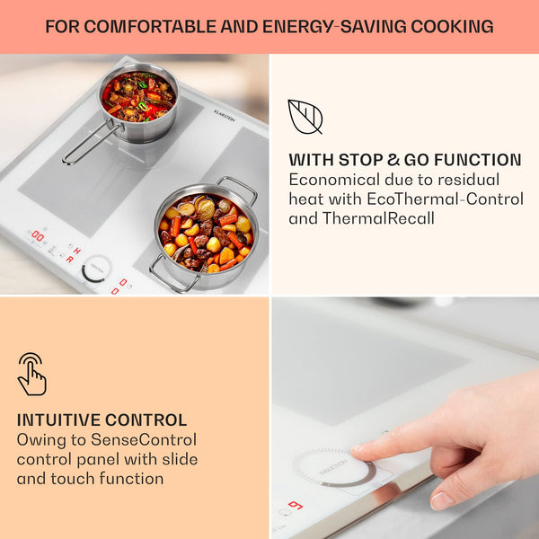 Klarstein Induction Hob, 7000W Electric Hobs Induction Cooker, 4 Ring Electric Pan Hob, Built-In Table Top Cookers w/ 4 Hobs, Touch Control, Inductions Heater Cooktops, Hot Plates for Cooking