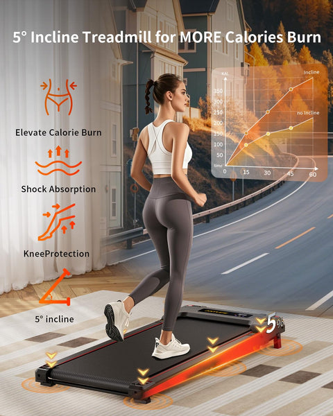 Walking Pad Treadmill, Anylife Incline Walking Pad Under Desk 330lbs Capacity, 2.5HP Portable Treadmills for Home, Compact Treadmill Small Running Pad with LED Display, Remote Control