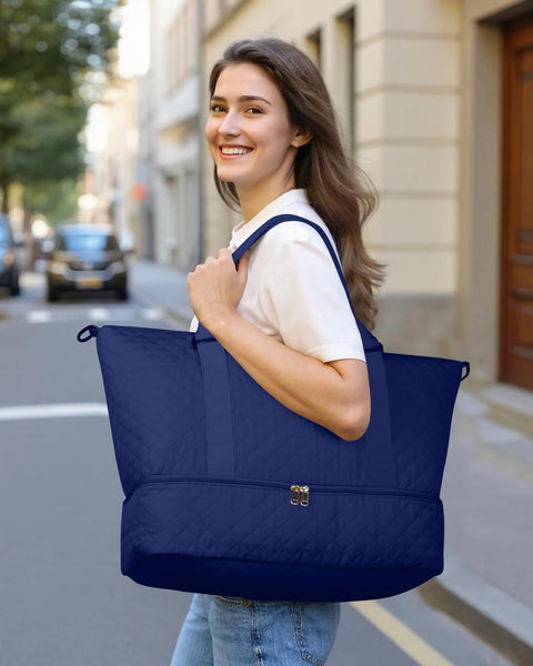 HOTOR Travel Bags for Women - Lightweight Overnight Holdall Bag, Large Carry on Luggage Weekend Bag with Shoe Compartment & Toiletry Bag, Travel Duffel Sport Gym Tote, Black, 34.0 x 45.0 x 20.0 cm