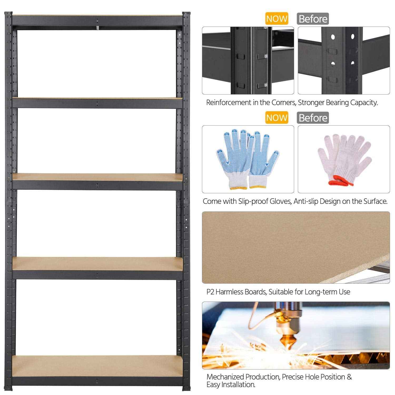 Yaheetech Garage Shelving Units - 5 Tier Heavy Duty Rack for Storage Metal Utility Shelves,180cm x 90cm x 40cm,175KG Per Shelf,Blue