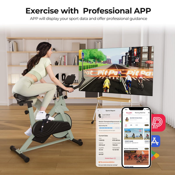 Lacuffy Exercise Bike Indoor Bike with LCD Display Magnetic Stationary Bike Durable Ultra-Quiet 136 kg Max Load Exercise Equipment with App for Home Use