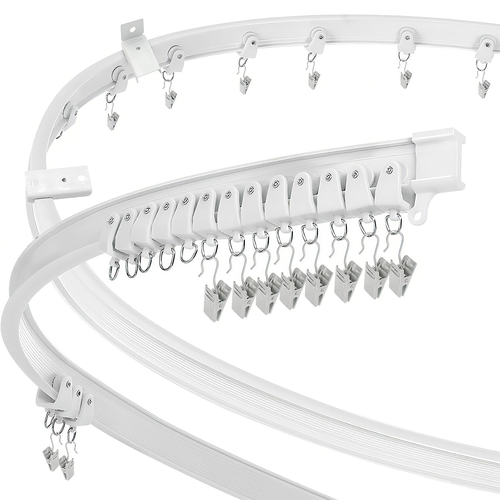 3m Curtain Track, Flexible Bendable Curtain Rail for Bay Windows, Plastic Heavy Duty Curtain Track and Fittings Ceiling Wall Mount, White 10Ft Ceiling