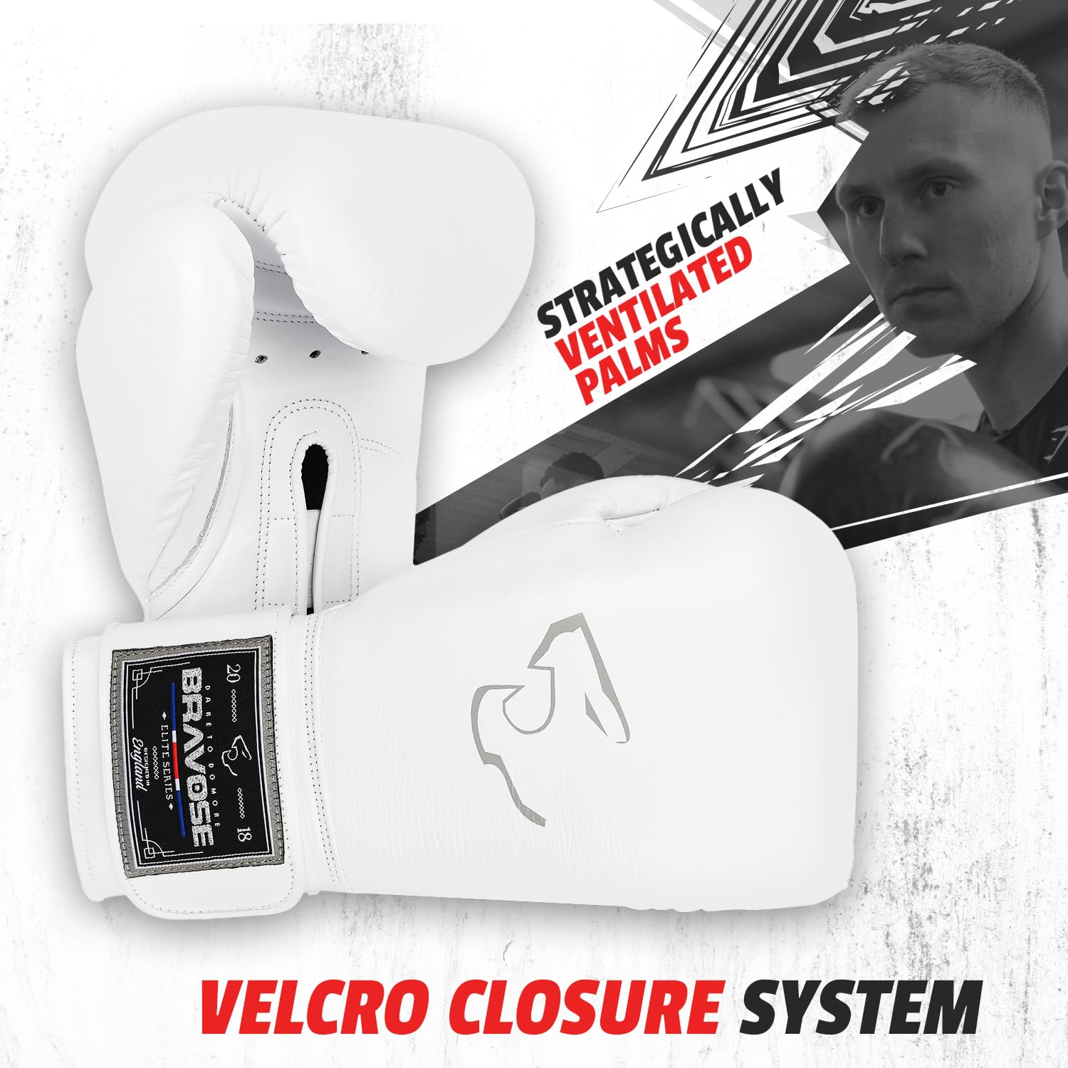 BRAVOSE Elite Pro Strap 12oz Boxing Gloves | Professional Leather Boxing Gloves for Punching Training, Sparring, MMA Kickboxing, Muay Thai Made By