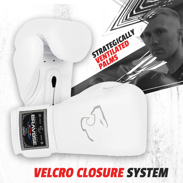 BRAVOSE Elite Pro Strap 12oz Boxing Gloves | Professional Leather Boxing Gloves for Punching Training, Sparring, MMA Kickboxing, Muay Thai Made By