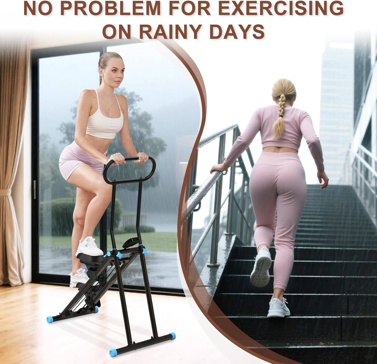 HXD-ERGO Vertical Climber Exercise Machine for Home Gym, Compact Foldable Stair Stepper Fitness Equipment with 310LBS/140kg Loading Capacity, Adjustable Handlebars, Extended Step Range