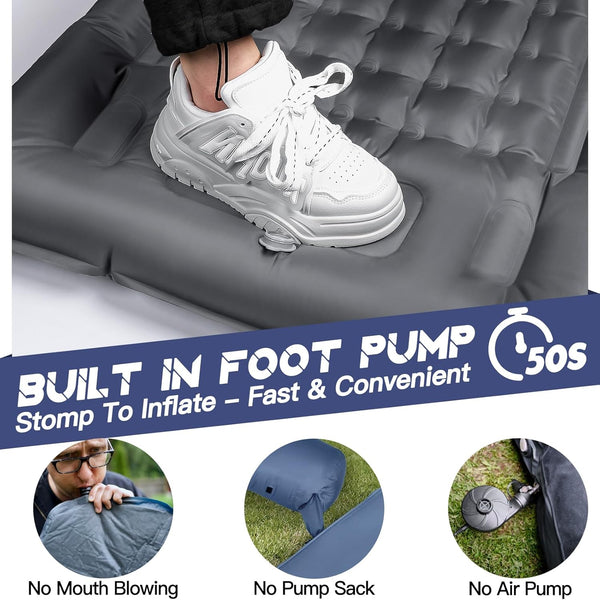 NHOWIN Self Inflating Camping Mat, 12CM Thicken Ultralight Sleeping Mat with Built-in Pump, Portable Camping Mattress Bed with Pillow, Waterproof Folding Sleeping Pad for Hiking, Backpacking