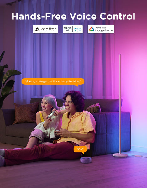 Govee LED Floor Lamp, RGBIC Modern Corner Lamp, Smart Standing Lamp with 61 Scene Modes,Music Sync, Black Corner Floor Lamp for Living Room, Bedroom