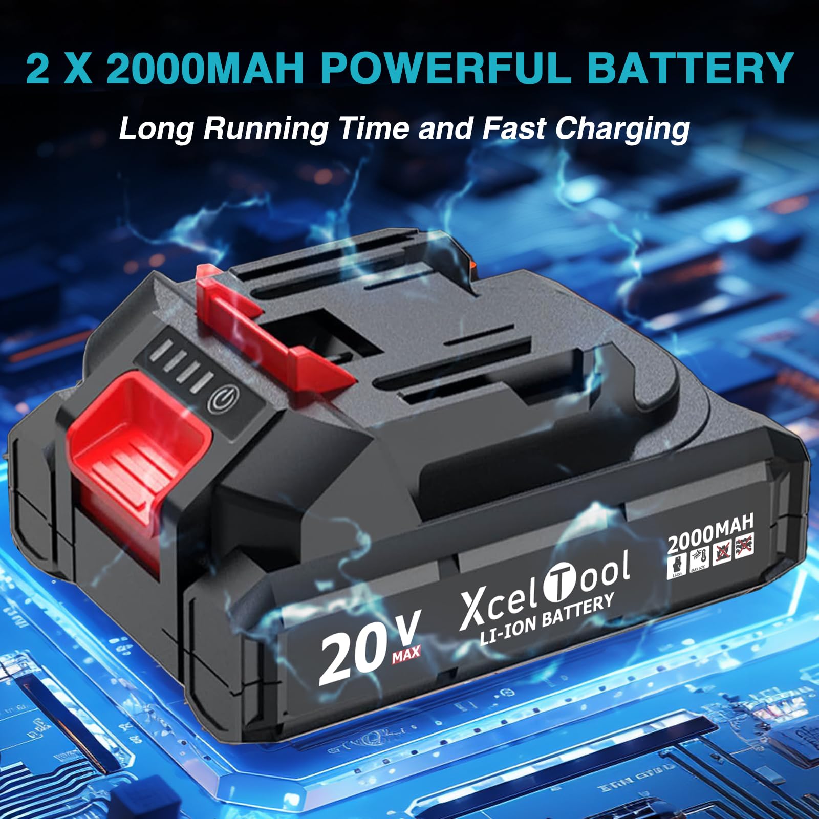 Funnyway 20V Cordless Ratchet Wrench, 3/8”Cordless Ratchet, Max Torque 80N.m, 320RPM Power Battery Ratchet with Variable Speed, Including 2 x 2.0Ah Batteries, LED Light, 6 Sockets (Red)