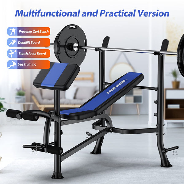 WINNOW Adjustable Weight Bench with Leg Extension and Preacher Curl Home Training Gym Weight Lifting Bench Full-Body Workout Bench Bench Press