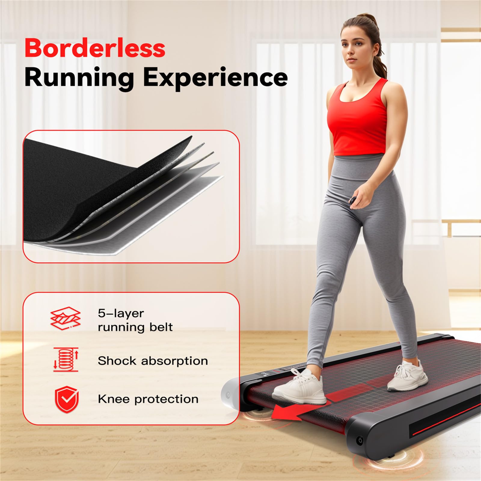 Sperax 4 in 1 Vibration Walking Pad, Portable Under Desk Treadmill, with Vibration Mode & APP Remote, Black RM02 with 5% and 10% Incline